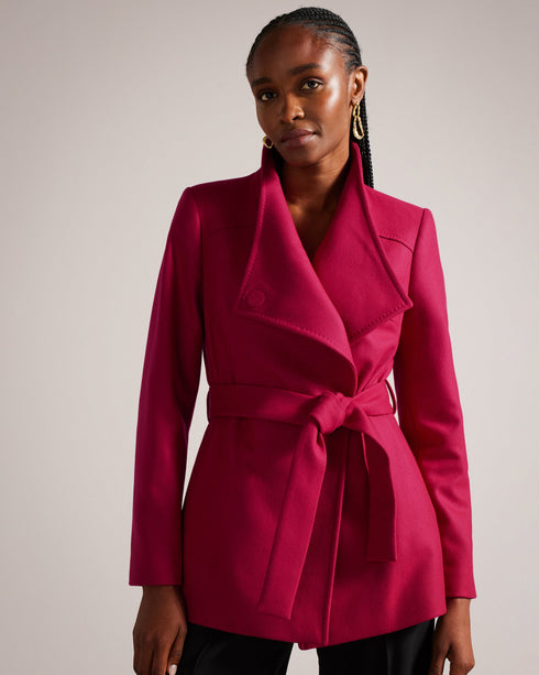RYTAA-Outerwear-Formed from a sumptuous blend of wool and cashmere, the RYTAA coat will cocoon you in a layer of luxury. Featuring a high neck and waist tie belt, it helps you beat the elements in serious style. Wool-cashmere blend Wrap front Wait belt included Button fastening Hardware detailing at belt and collar Printed lining Our model is 5'9"/ 1.75m and wears a Ted size 2- Ted Baker Romania